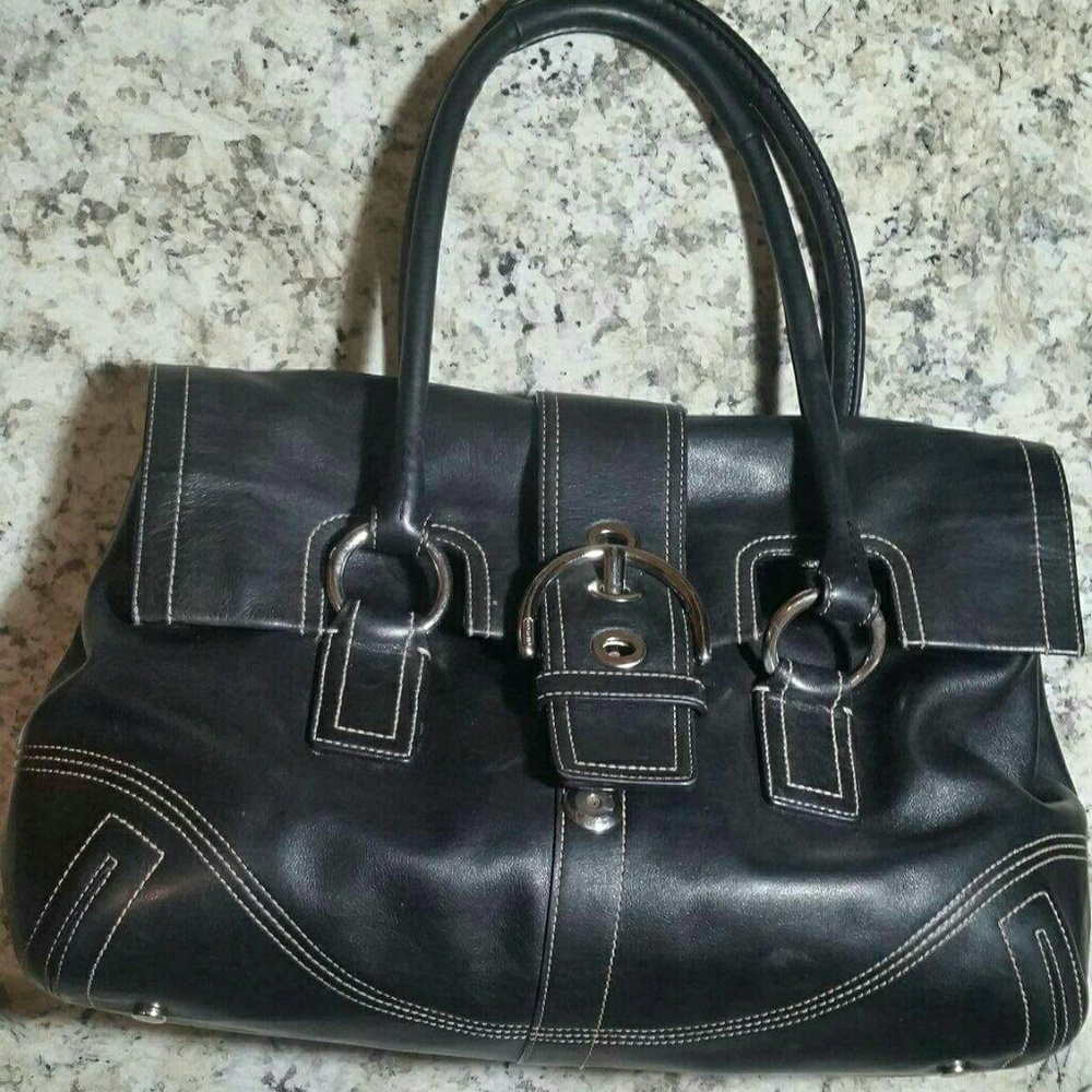 Coach black leather Hampton Soho satchel